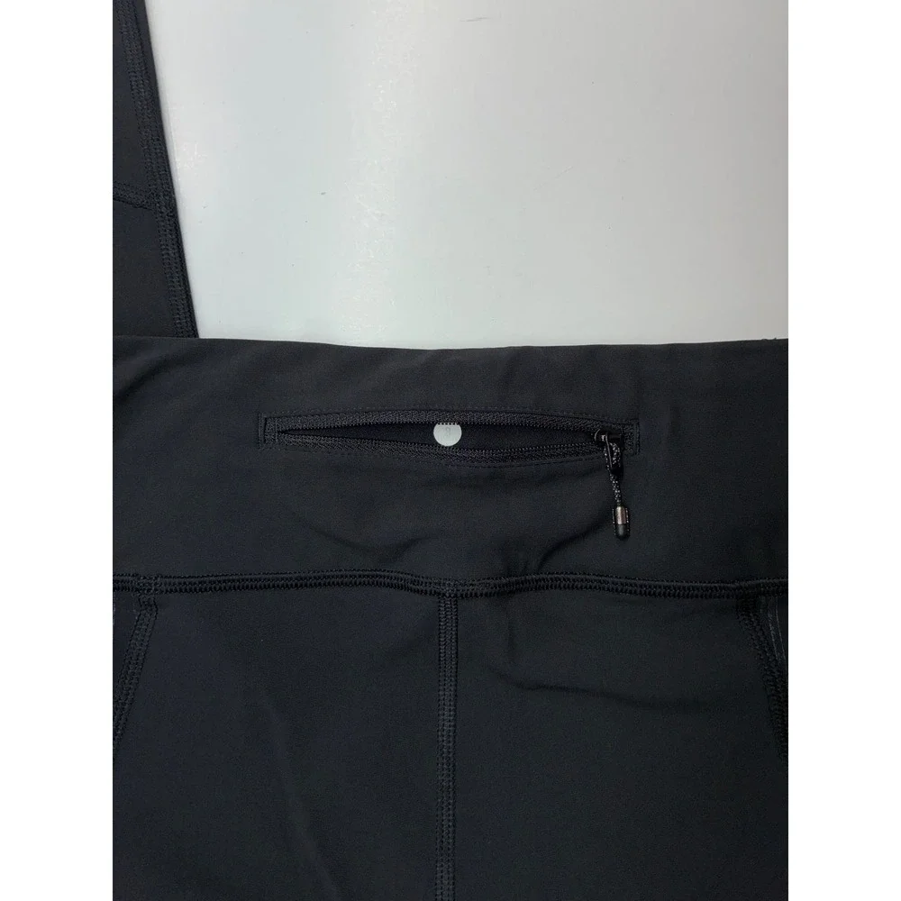 Lululemon Scalloped Hem Digital Print Athletic Leggings Black Size 8 Pocket - Picture 7 of 9